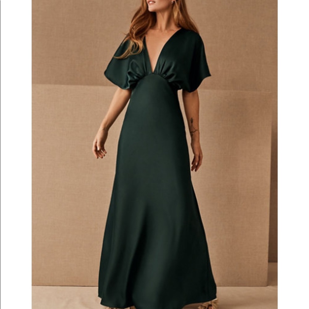 Emerald green satin formal / cocktail dress